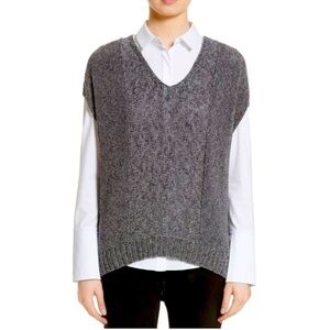Lafayette 148 New York | Drop Hem Knit Gun Metal Gray Sweater Vest Size Large